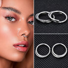 Cherry Diva Hinged Hoop Ring 16 Gauge Titanium Crystal Crossover Hinged Hoop