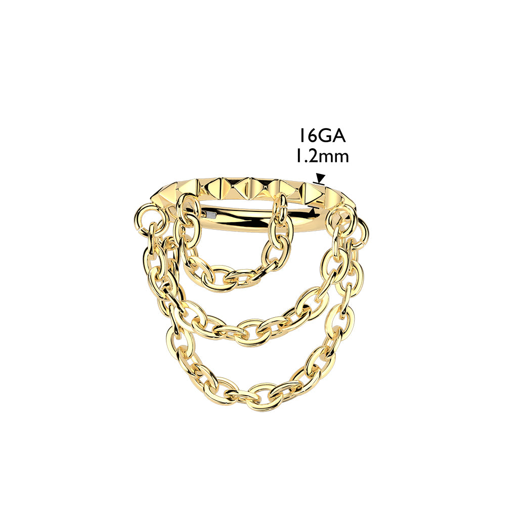 Cherry Diva Hinged Hoop Ring 16 Gauge Titanium Dangling Chain Hinged Hoop