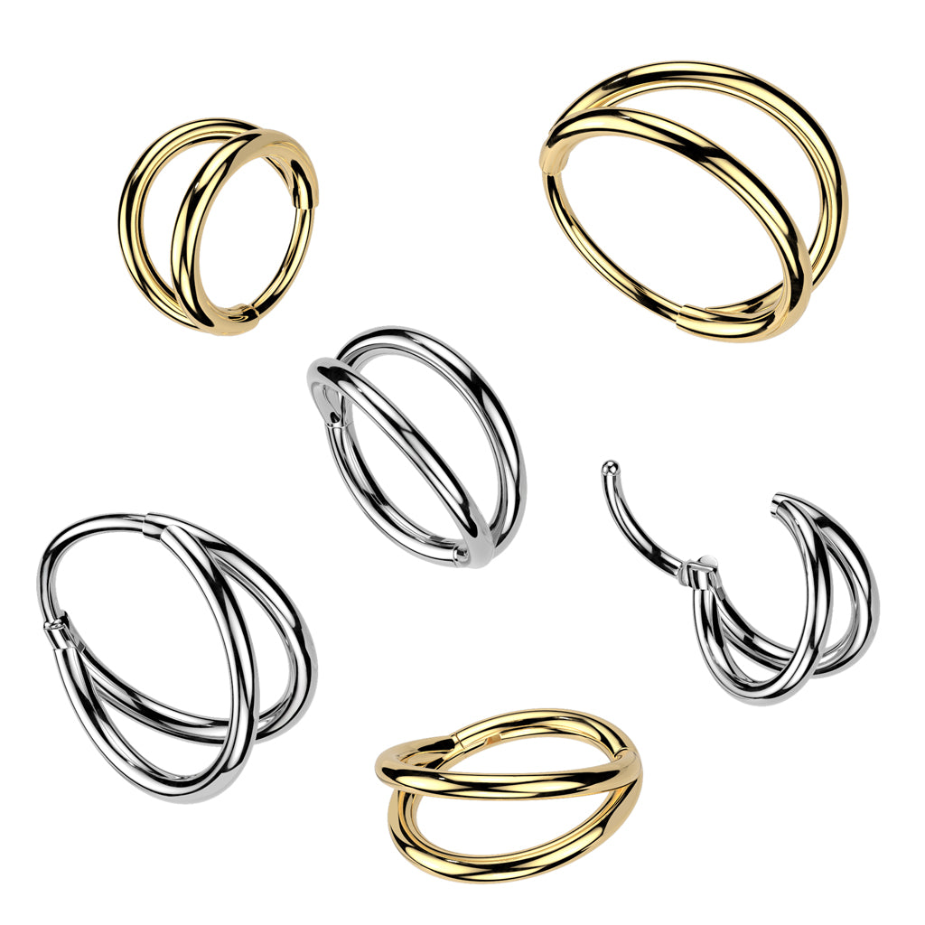 Cherry Diva Hinged Hoop Ring 16 Gauge Titanium Double Hoop Hinged Segment Ring