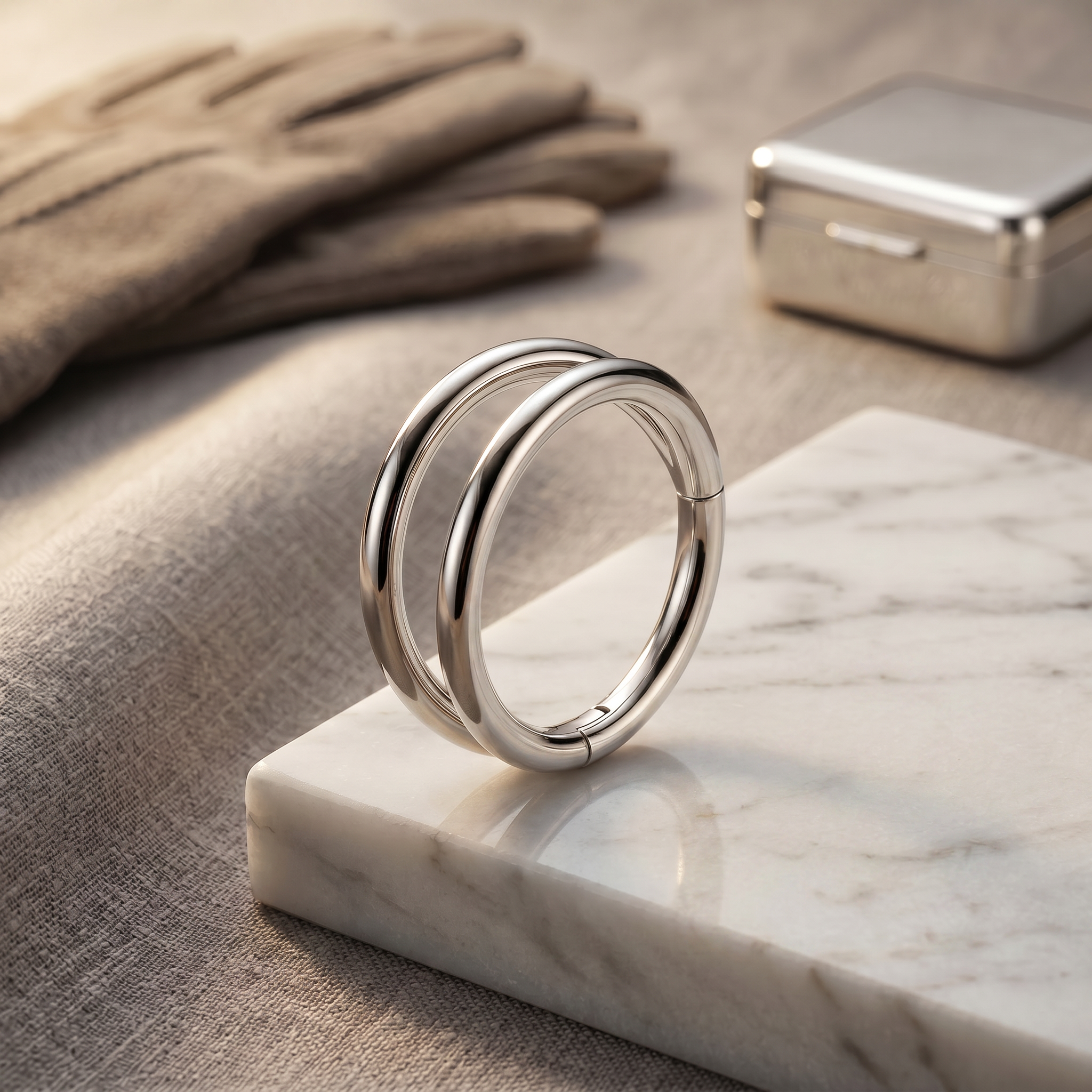 Cherry Diva Hinged Hoop Ring 16 Gauge Titanium Double Hoop Hinged Segment Ring