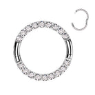 Cherry Diva Hinged Hoop Ring 16 Gauge Titanium Half Crystal Hinged Hoop Ring