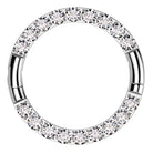 Cherry Diva Hinged Hoop Ring 16 Gauge Titanium Half Crystal Hinged Hoop Ring