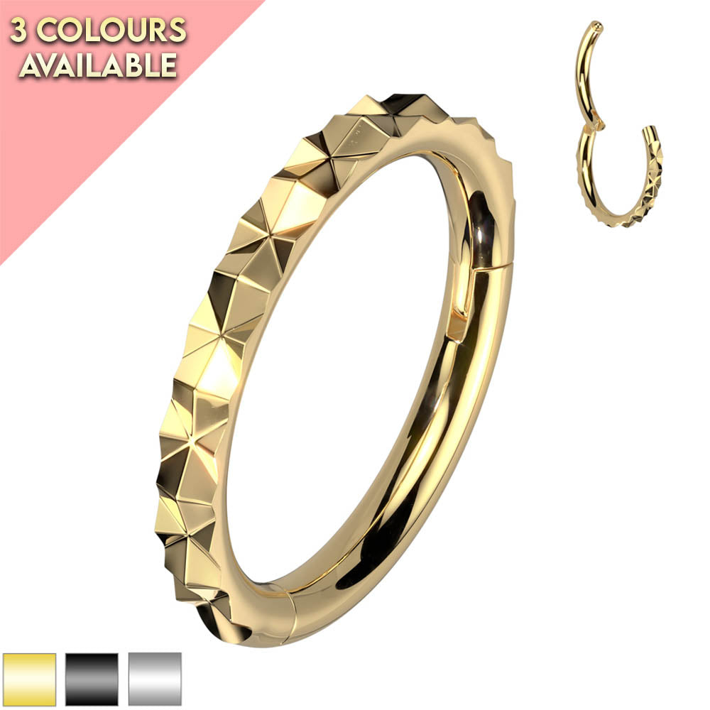 Cherry Diva Hinged Hoop Ring 16 Surgical Steel Gauge Geometric Hinged Hoop Ring