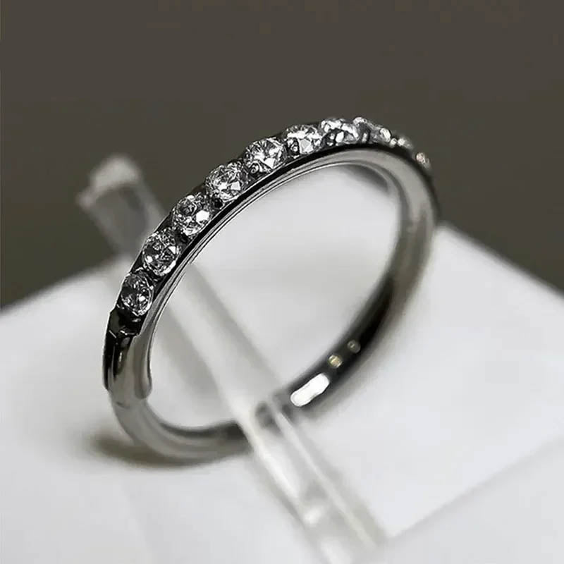 Cherry Diva Hinged Hoop Ring 20 Gauge Titanium Crystal Lined Hinged Hoop