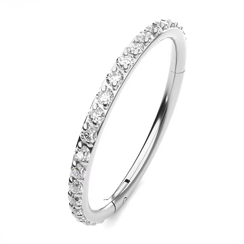 Cherry Diva Hinged Hoop Ring 20 Gauge Titanium Crystal Lined Hinged Hoop
