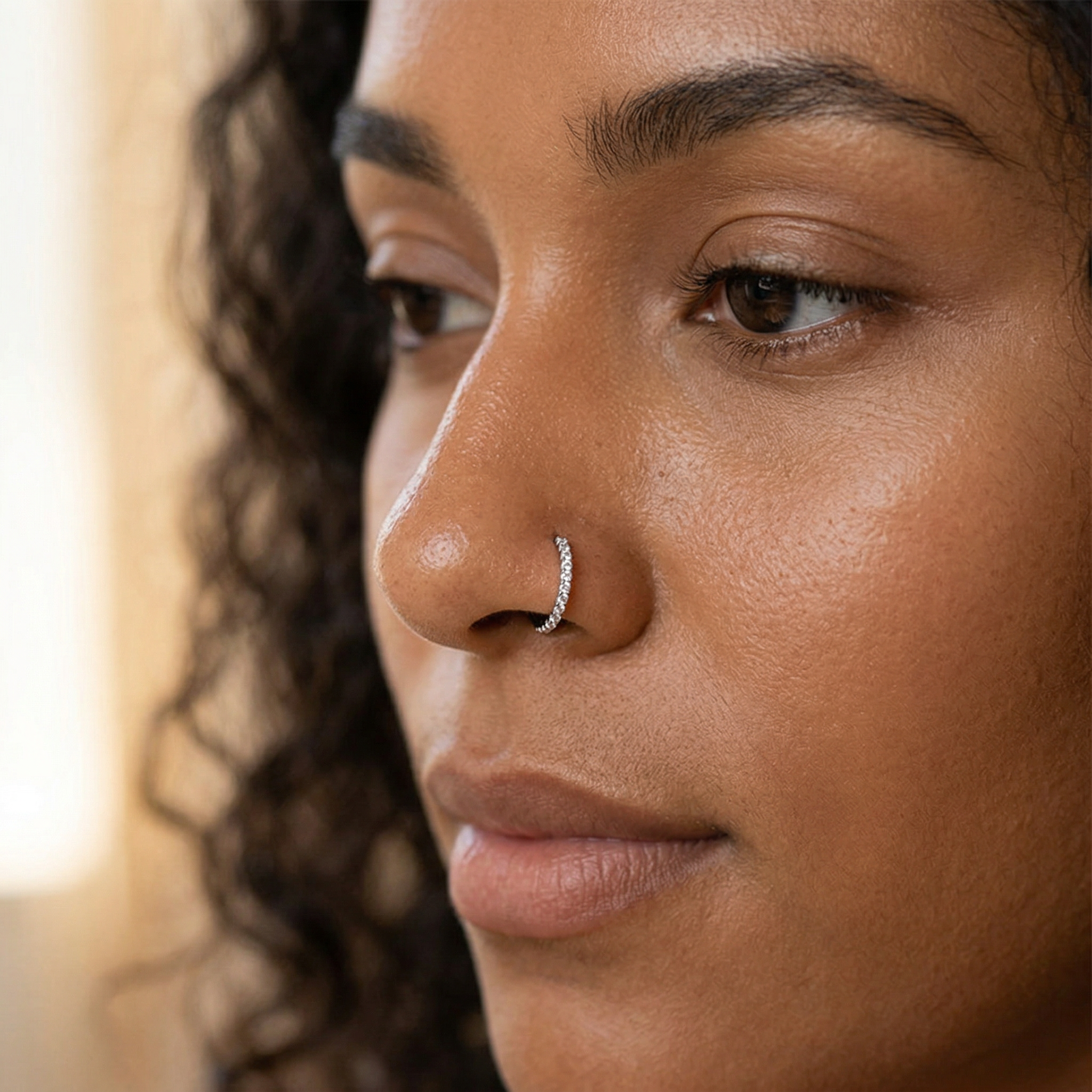 Cherry Diva Hinged Hoop Ring 20 Gauge Titanium Crystal Lined Hinged Hoop