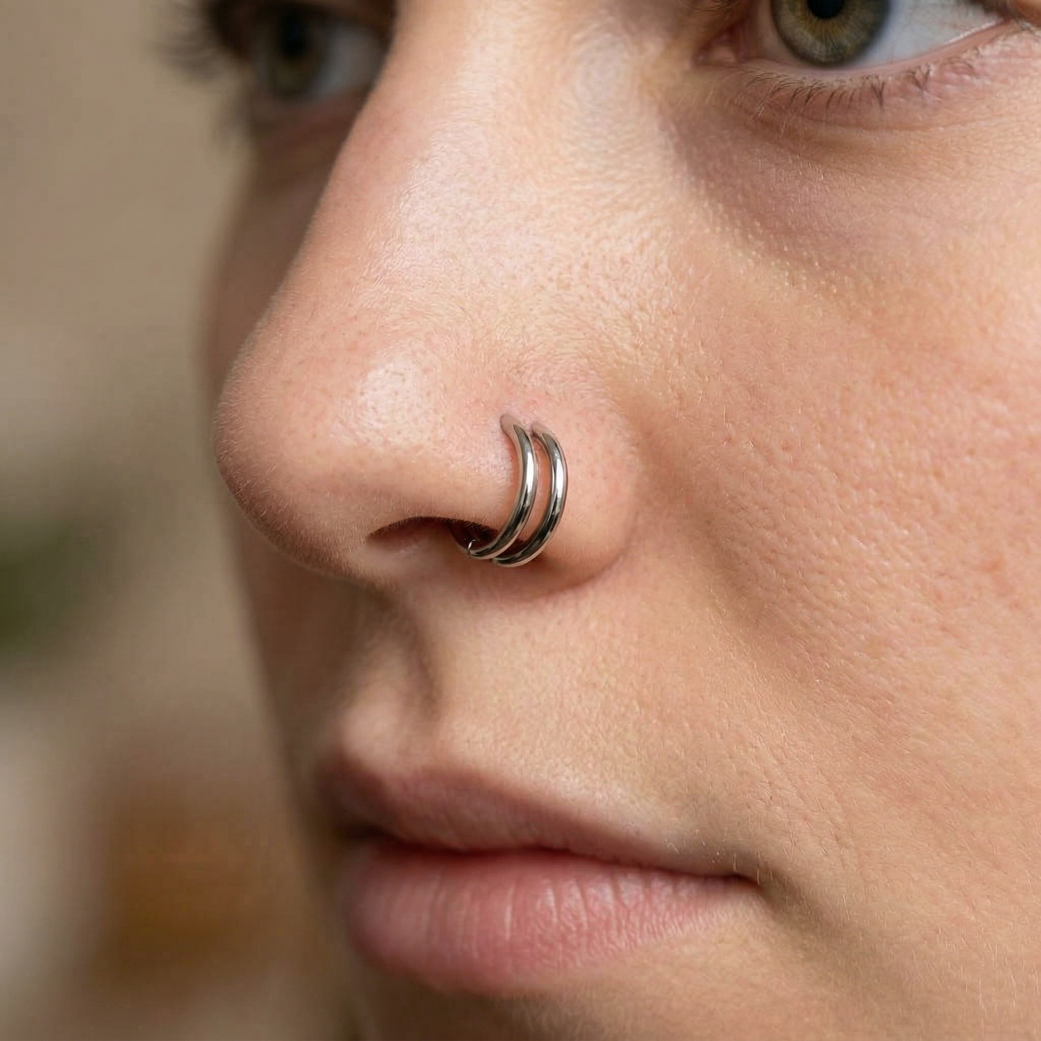 Cherry Diva Hinged Hoop Ring 20 Gauge Titanium Double Hoop Hinged Segment Ring