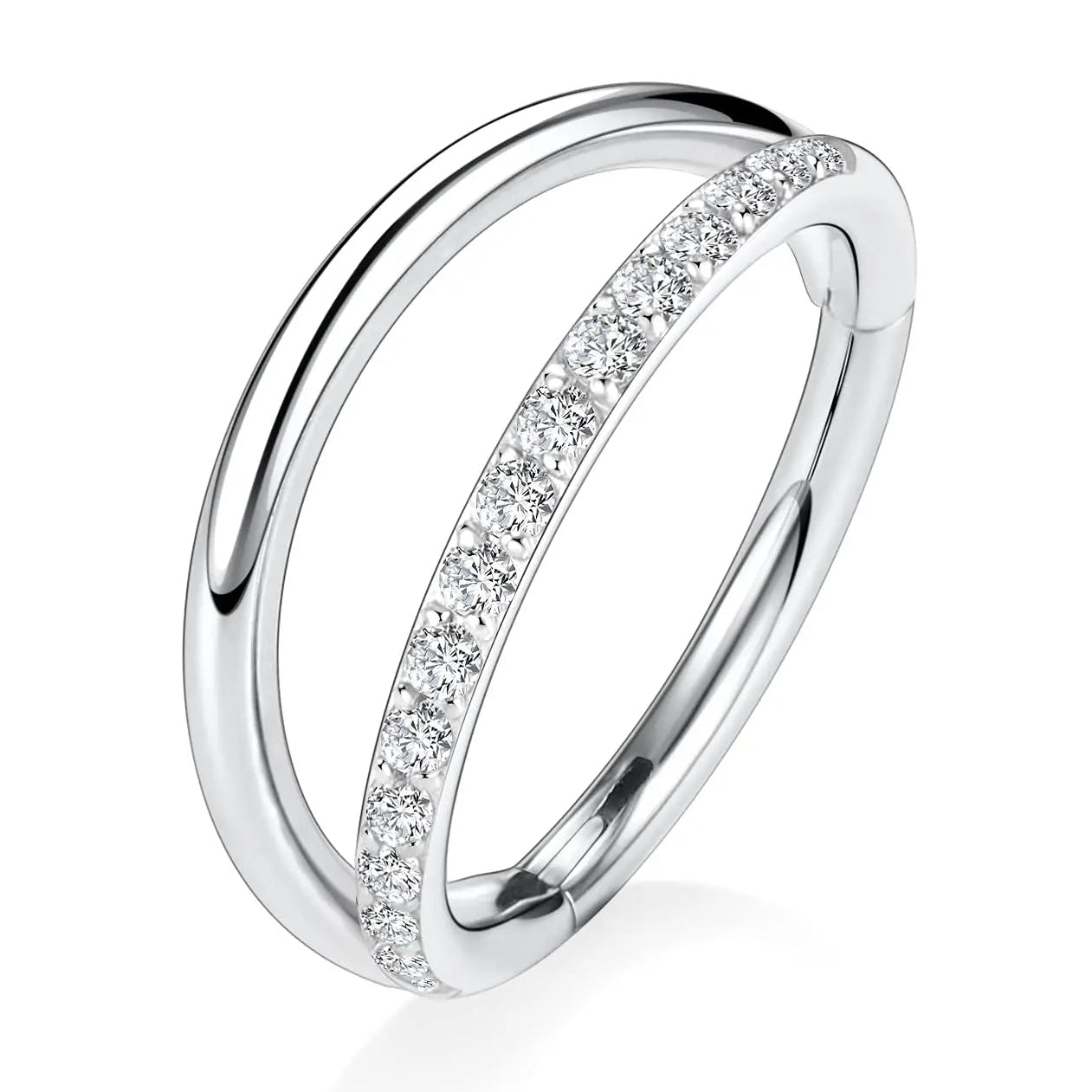 Cherry Diva Hinged Hoop Ring 8MM 16 Gauge Hypoallergenic Crystal Row Hinged Hoop