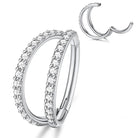 Cherry Diva Hinged Hoop Ring 8MM 16 Gauge Titanium Crystal Double Row Hinged Hoop Ring