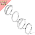 Cherry Diva Hinged Hoop Ring Multi Pack Of 4 Surgical Steel Crystal Hinged Hoops