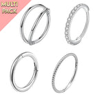 Cherry Diva Hinged Hoop Ring Multi Pack Of 4 Surgical Steel Hinged Hoops