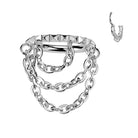 Cherry Diva Hinged Hoop Ring Silver 16 Gauge Titanium Dangling Chain Hinged Hoop