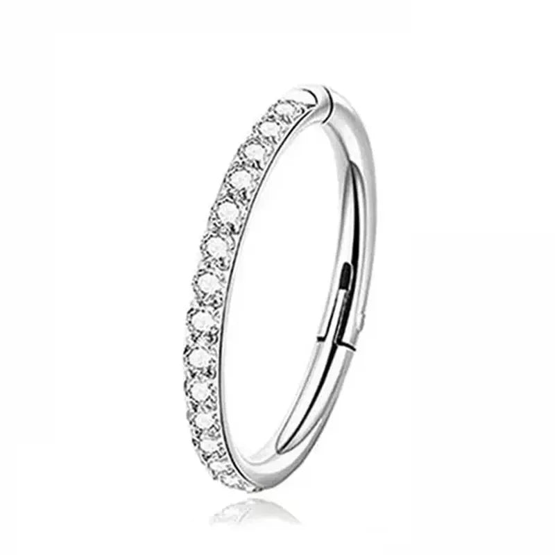 Cherry Diva Hinged Hoop Ring Silver / 6MM 20 Gauge Titanium Crystal Lined Hinged Hoop