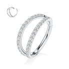 Cherry Diva Hinged Hoop Ring Silver / 8MM 16 Gauge Hypoallergenic Double Crystal Hinged Hoop Ring