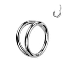 Cherry Diva Hinged Hoop Ring Silver / 8MM 16 Gauge Titanium Double Hoop Hinged Segment Ring