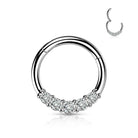Cherry Diva Hinged Ring 16 Gauge Hinged Silver Five Crystal Hoop Ring