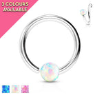 16 Gauge Bendable Cut Ring With Opal Ball End