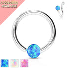 Cherry Diva Hoop Ring 16 Gauge Bendable Cut Ring With Opal Ball End