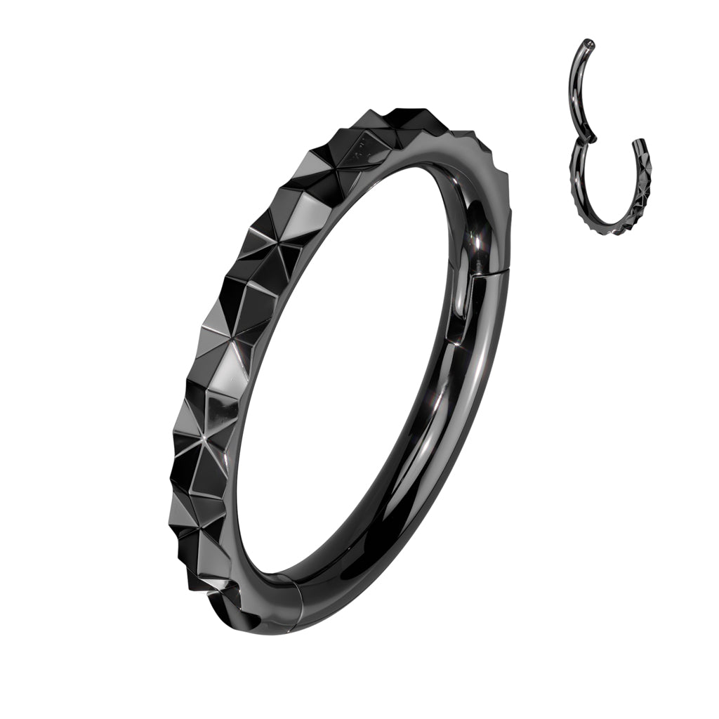 Cherry Diva Hinged Hoop Ring BLACK 16 Surgical Steel Gauge Geometric Hinged Hoop Ring