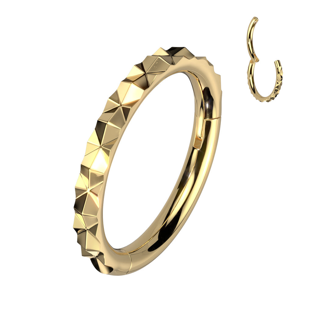 Cherry Diva Hinged Hoop Ring GOLD 16 Surgical Steel Gauge Geometric Hinged Hoop Ring