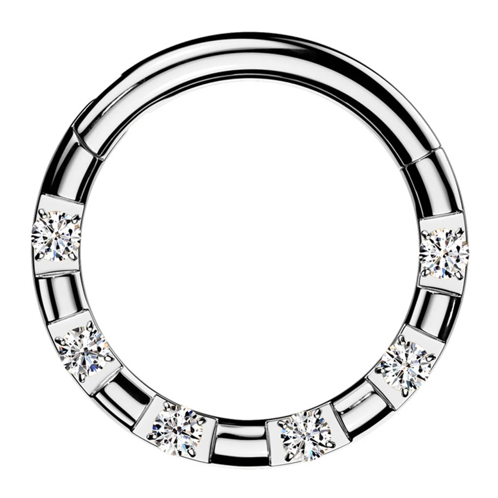 Cherry Diva Hoop Ring 16 Gauge Hinged 6 Crystal Hoop Ring