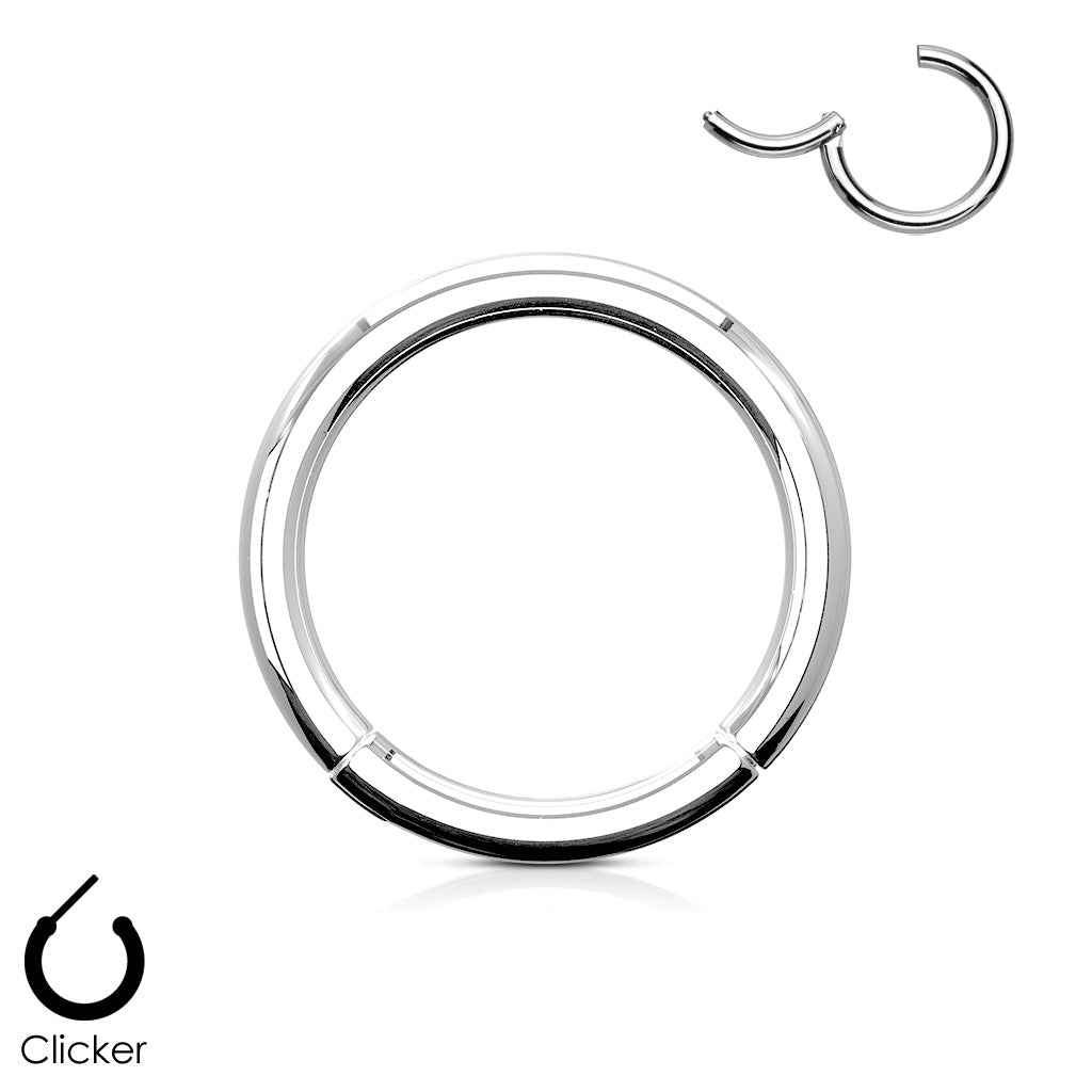 16 Gauge Titanium Hinged Hoop Ring - Silver