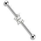Cherry Diva Industrial Barbell 14 Gauge Crystal Butterfly Industrial Barbell