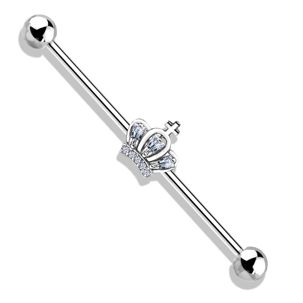 Cherry Diva Industrial Barbell 14 Gauge Princess Crown Industrial Barbell