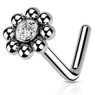 Cherry Diva L Bend Nose Stud 20 Gauge Ball Edge Crystal L Bend Nose Stud