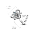 Cherry Diva L Bend Nose Stud 20 Gauge Crystal Filigree Heart L-Bend Nose Stud
