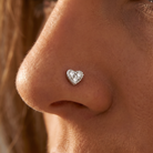 Cherry Diva L Bend Nose Stud 20 Gauge Crystal Heart Top  L-Bend Nose Stud