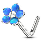 Cherry Diva L Bend Nose Stud 20 Gauge Opal Flower L - Bend Nose Stud