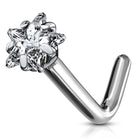 Cherry Diva L Bend Nose Stud 20 Gauge Titanium Crystal Star L-Bend Nose Stud