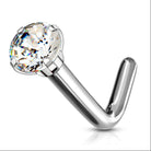 Cherry Diva L Bend Nose Stud 20 Gauge Titanium Prong Set Crystal L Bend Nose Stud