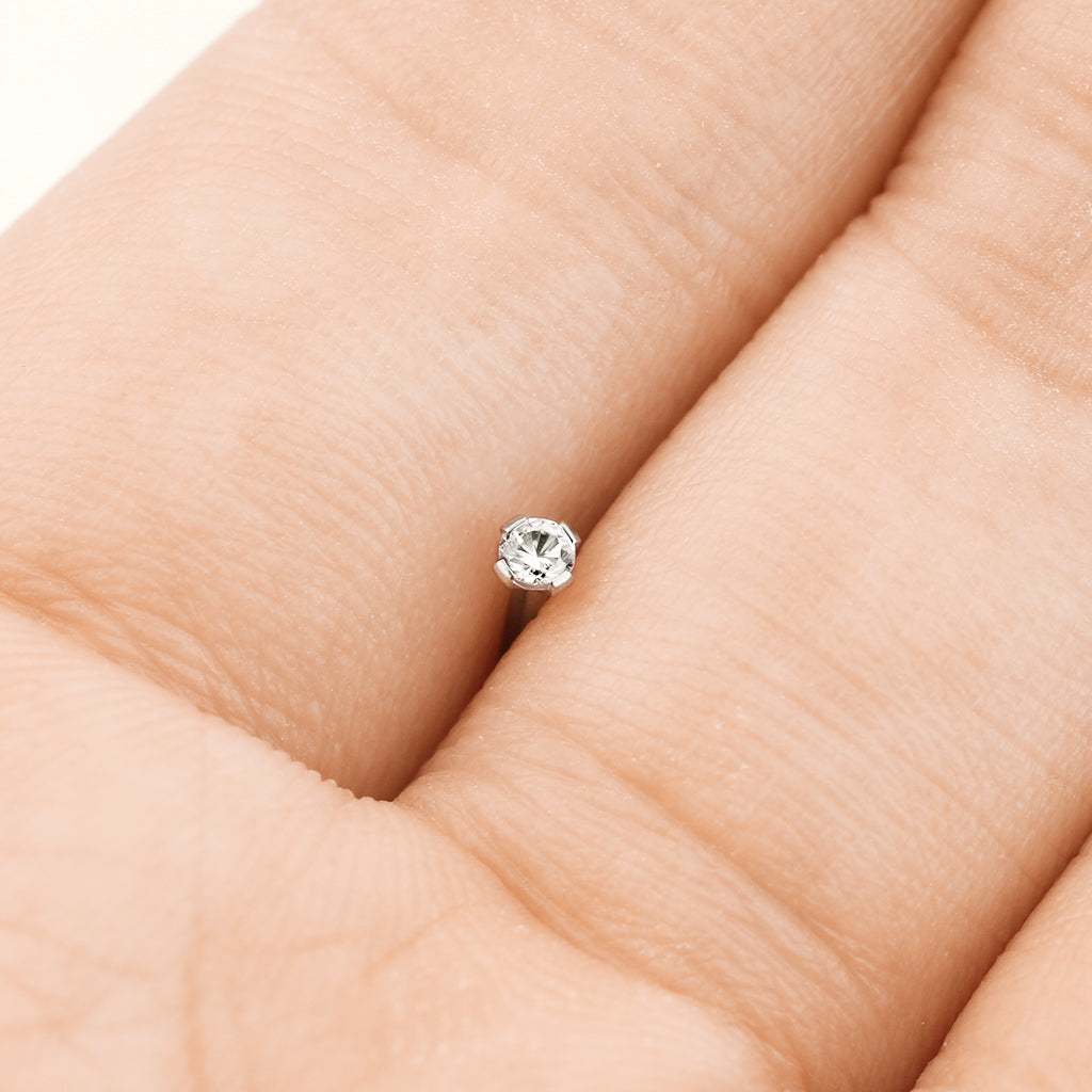 Cherry Diva L Bend Nose Stud 20 Gauge Titanium Prong Set Crystal L Bend Nose Stud