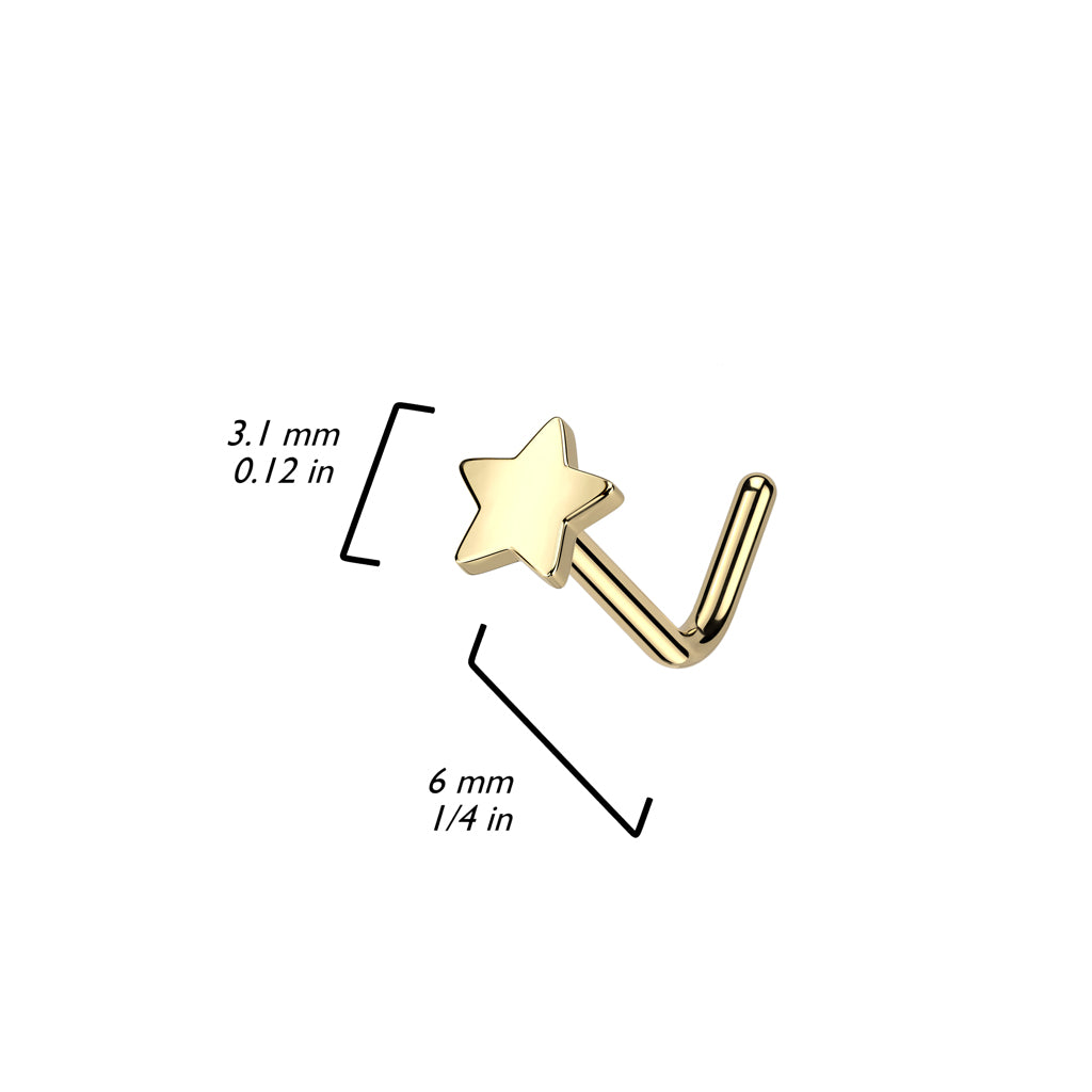 Cherry Diva L Bend Nose Stud 20 Gauge Titanium Star Top L-Bend Nose Stud