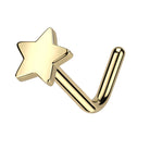 Cherry Diva L Bend Nose Stud Gold 20 Gauge Titanium Star Top L-Bend Nose Stud