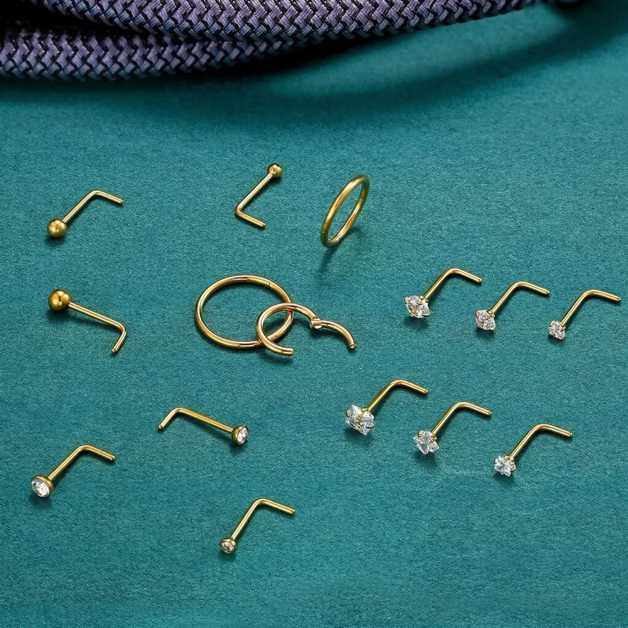 Cherry Diva L Bend Nose Stud Multi Pack Of 15 L - Bend Nose Studs & Hoops