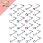 Cherry Diva L Bend Nose Stud Multi Pack Of 24 L-Bend Silver Nose Studs