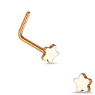 Cherry Diva L Bend Nose Stud Rose gold 20 Gauge Hypoallergenic Star Top End L-Bend Nose Stud
