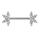 Cherry Diva Nipple Barbell 14 Gauge Threadless Marquise Crystal Nipple Barbell
