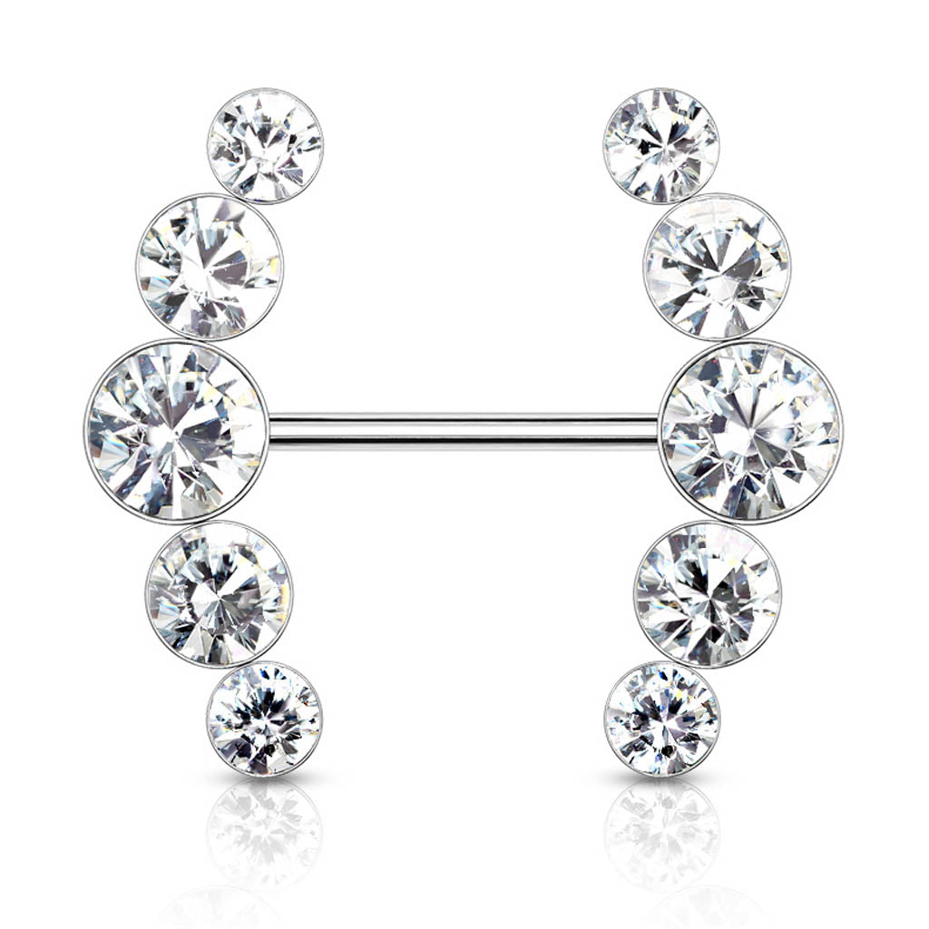 Cherry Diva Nipple Ring 14 Gauge Double Row Gemstone Barbell Nipple Ring
