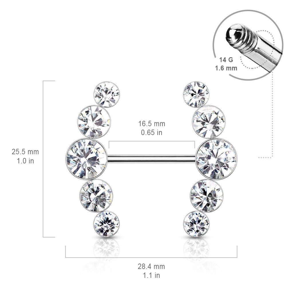 Cherry Diva Nipple Ring 14 Gauge Double Row Gemstone Barbell Nipple Ring
