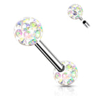 Cherry Diva Nipple Ring Clear 14 Gauge Internally Threaded Glitterball Nipple Bar