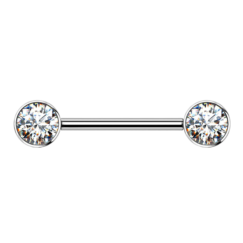 Cherry Diva Nipple Ring 14 Gauge Internally Threaded Titanium Double Gem Nipple Bar