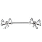 Cherry Diva Nipple Ring 14 Gauge Threadless Crystal Bow Nipple Barbell