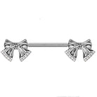 Cherry Diva Nipple Ring 14 Gauge Threadless Crystal Ribbon Nipple Barbell