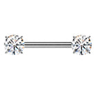 Cherry Diva Nipple Ring 14 Gauge Titanium Prong Set Crystal Nipple Barbell