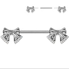 Cherry Diva Nipple Ring Clear 14 Gauge Threadless Crystal Ribbon Nipple Barbell