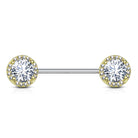 14 Gauge Double Crystal Ball End Nipple Ring
